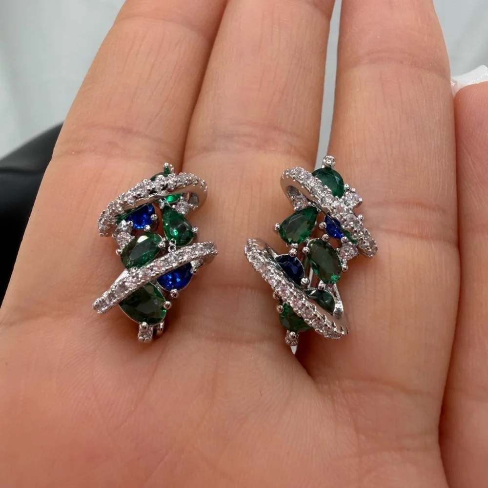 Anthropologie Crystal Swirl Drop Earrings | Elegant Evening Look - Picture 4 of 13